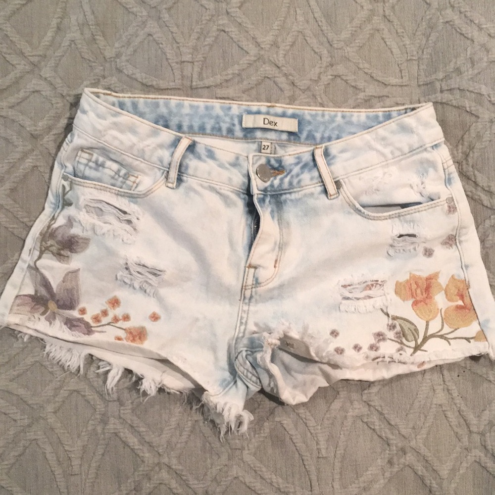Dex Embroidered Distressed Shorts